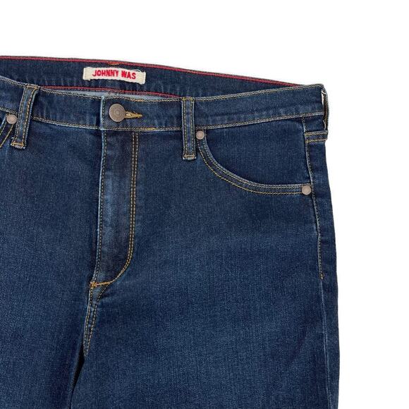 Johnny Was Skinny Jeans High Rise Dark‎ Wash Stretch Size 32 - Picture 3 of 11